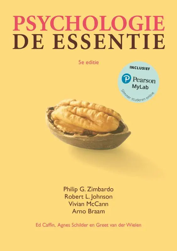 Psychologie de essentie 5e editie met mylab nl toont een gespleten pecannoten schaal met lichtbruine noot arno braam hoger onderwijs vivian mccann