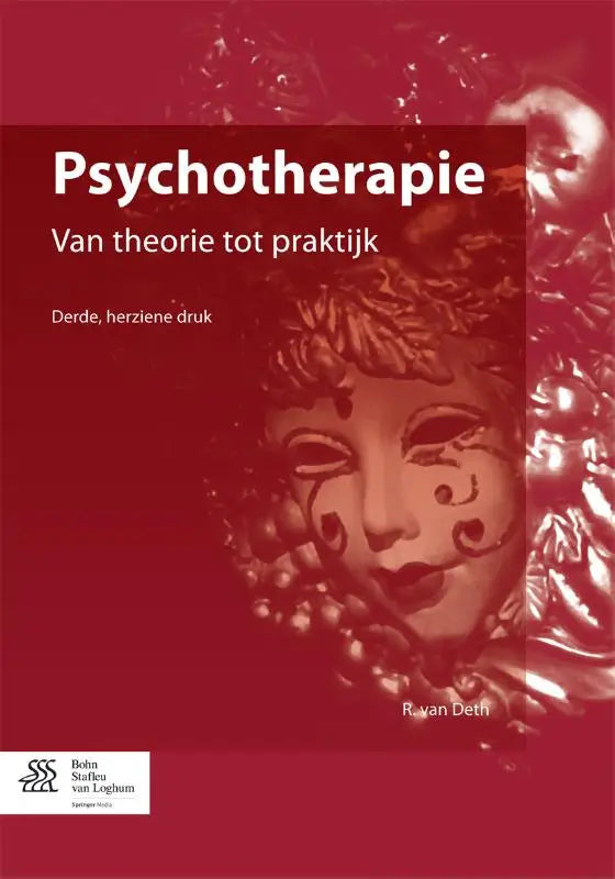 Rood boek cover psychotherapie met een decoratief masker in bsl media voor andere therapieën en algemene onderwerpen