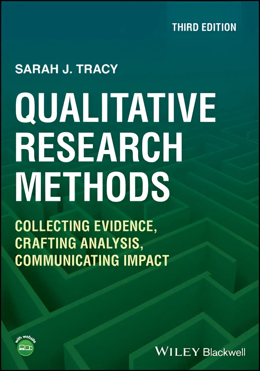 Het boek qualitative research methods van sarah j toont een diep groene omslag met subtiel doolhofpatroon voor kwalitatief onderzoek