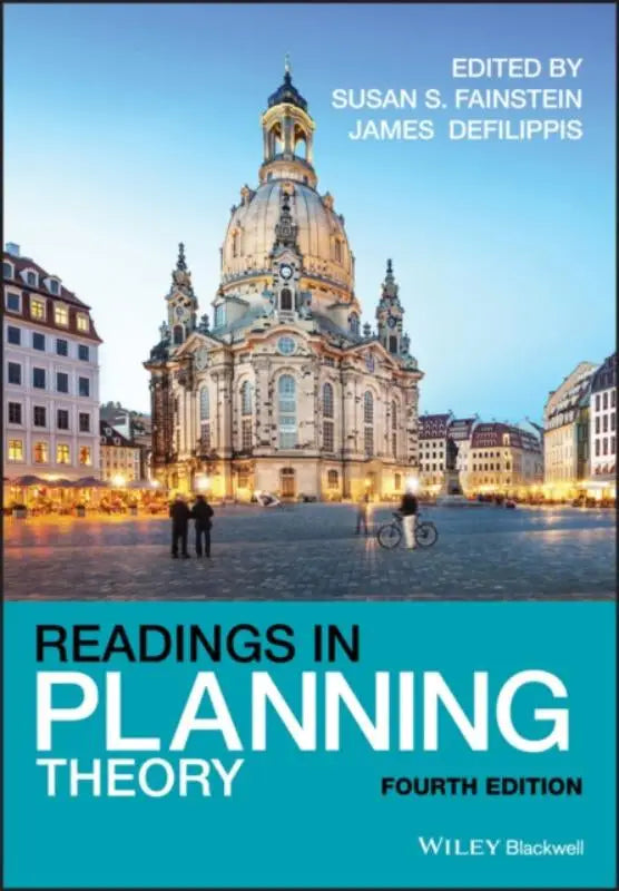 De boekcover van readings in planning theory toont de frauenkirche in dresden verlicht tegen de schemerhemel voor planning theory