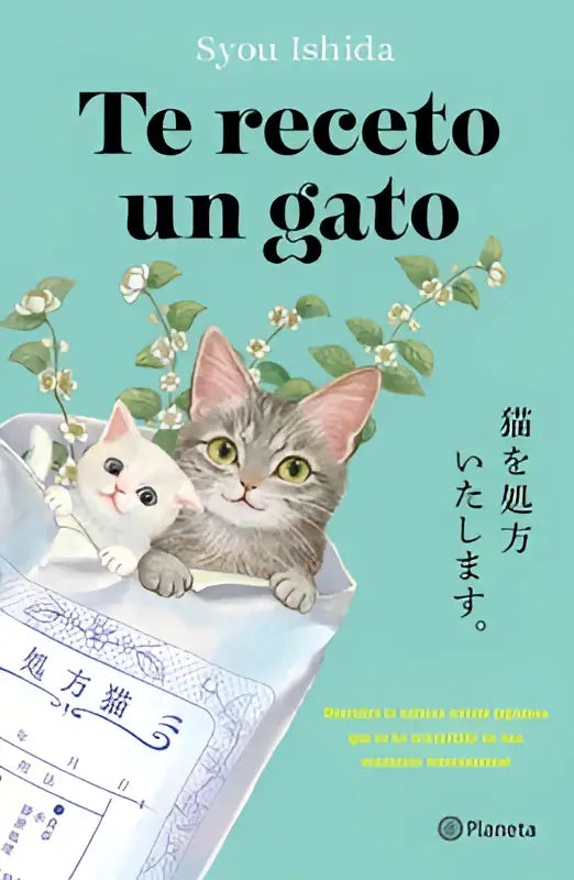 Een charmant geïllustreerde boekomslag met twee katten die over een receptenboekje piepen van syou ishida receto un gato que ha engatusado als bestseller japonés que