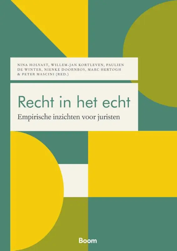 De boekomslag van recht in het echt door koninklijke boom uitgevers toont felle gele en teal geometrische vormen