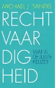 Teal boekrechtvaardigheid door michael en sandie met witte tekst vbk media filosofie algemeen morele filosofie