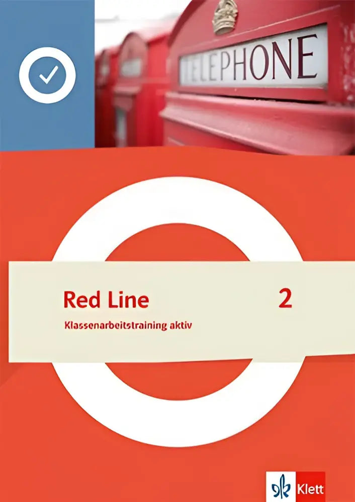 Rode london telefooncel met witte letters en gouden wapen voor red line 2 aktiv klasse 6 klassenarbeitstraining