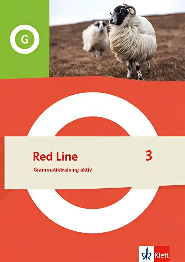 Red line 3 grammatiktraining aktiv klasse 7 werkboek met rode en witte cirkel en schapen in een veld
