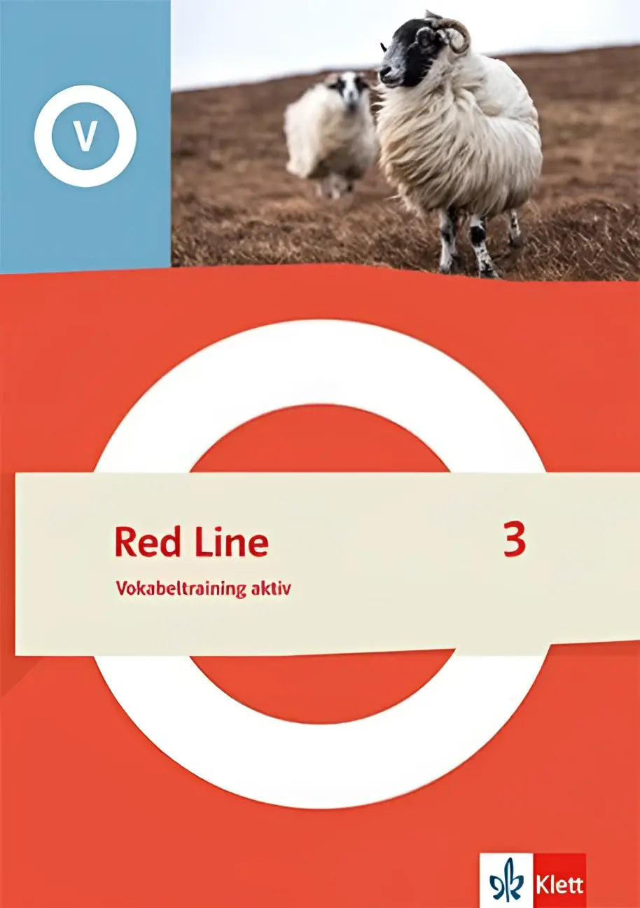 Red line 3 vokabeltraining aktiv klasse 7 leerwerkboek met rood witte cirkelvorm en schapen op de omslag