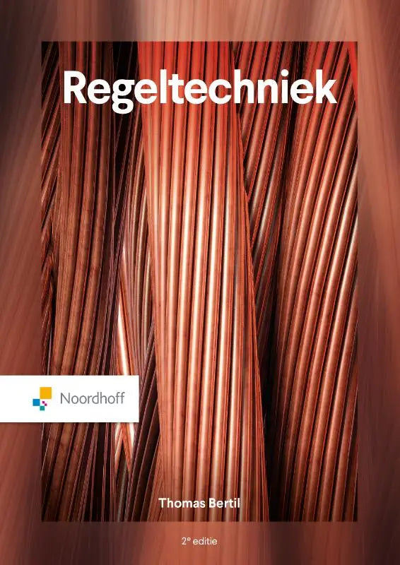 De boekcover van Regeltechniek toont een close-up van strak gebundelde koperdraad met auteur Thomas Bertil