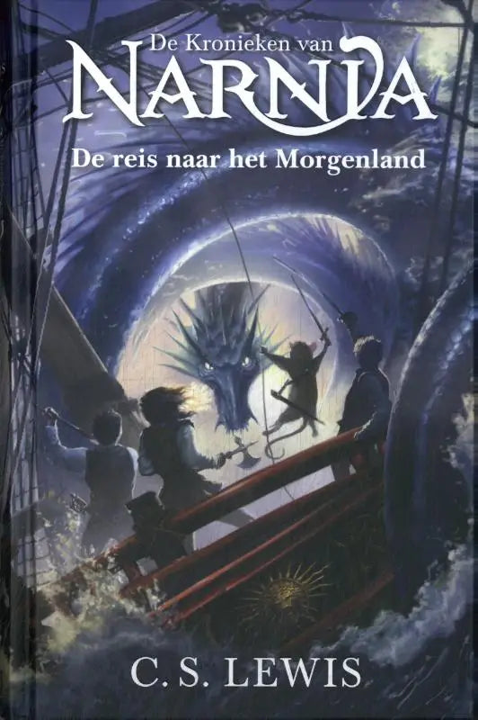 De cover van de nederlandse editie van the chronicles of narnia de reis naar het morgenland door C.S. Lewis