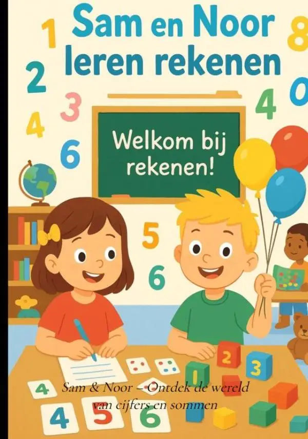 Kindereducatief boek reken met sam & noor met kleurrijke cijfers en cartoon kinderen voor jonge lezers sam noor