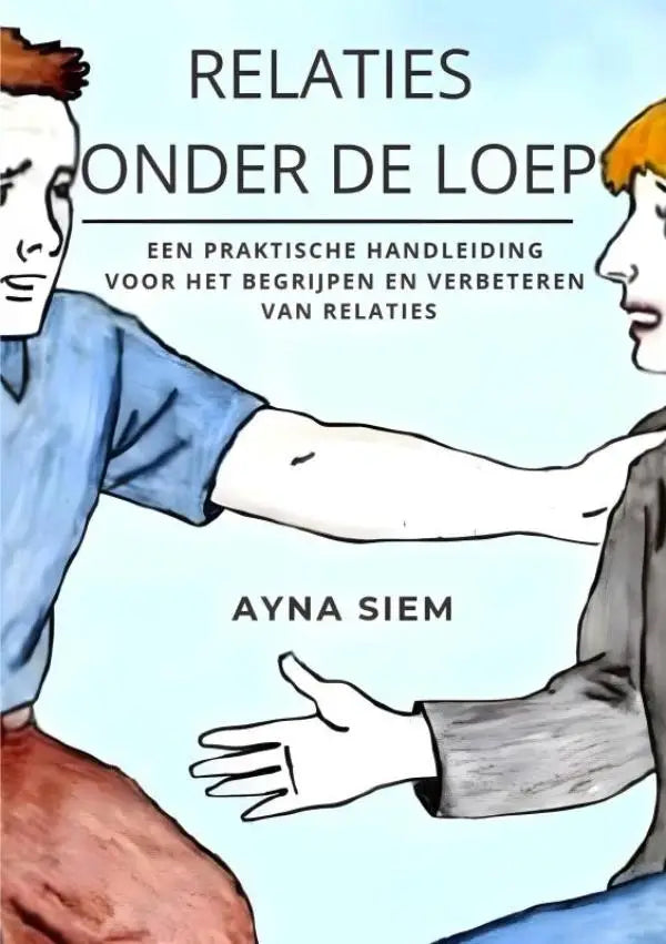 De boekcover van relaties onder de loep toont een praktische handleiding met een illustratie van twee personen in profiel