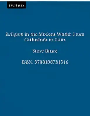 Blauw gebonden boek met witte tekst getiteld Religion in the modern world van cathedrals to cults