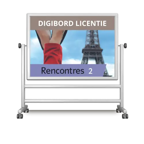Witte draaibare whiteboard met Parijse thematische display voor Rencontres 2