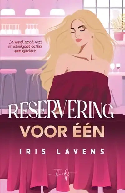 Boekcover van reservering voor één met vrouw in rode jurk en zachte roze achtergrond voor persoonlijke groei en nieuwe start