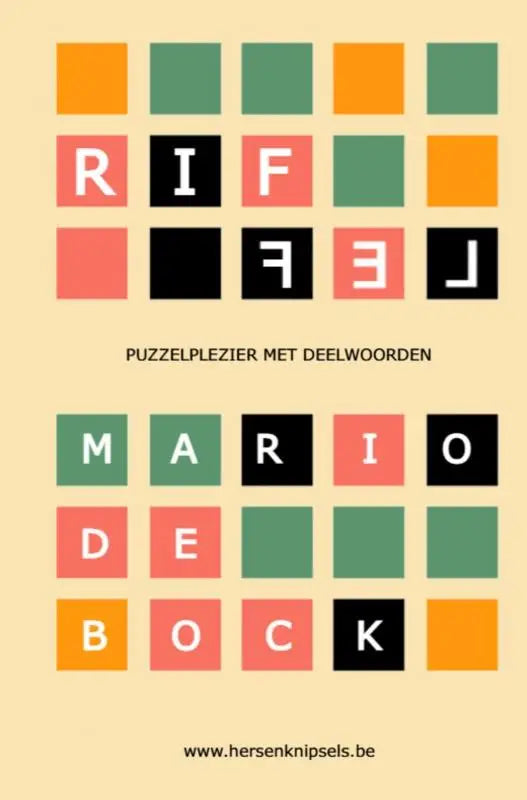 Kleurrijk puzzelboek voor riffel met de titel mario deck op oranje en groene vierkante achtergrond