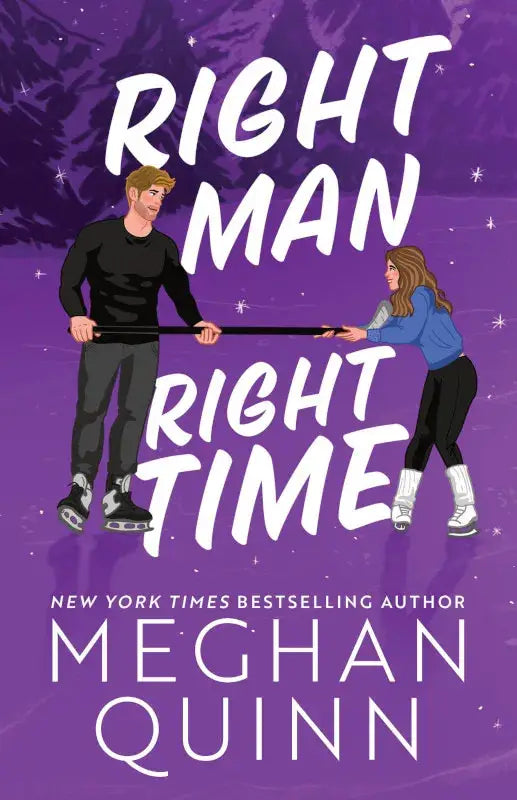 Purple boekomslag van Right Man Right Time deluxe editie met illustratie van koppel op schaatsen tegen sterrenhemel