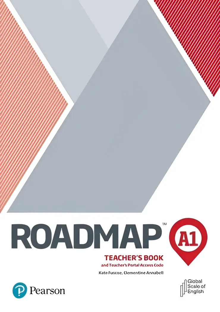 Pearson Roadmap A1 docentenboek met geometrisch grijs-roze-rood omslag