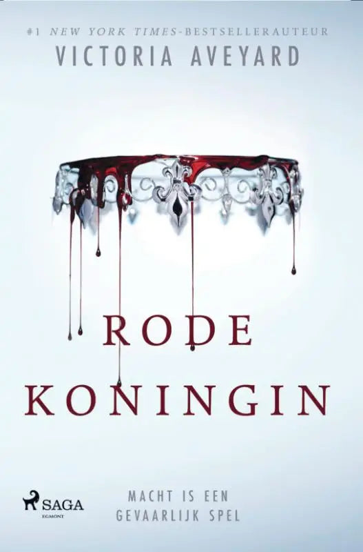 Een zilveren ornate kroon met roodvallende druppels en filigraan ontwerp, passend bij de rode koningin collectie