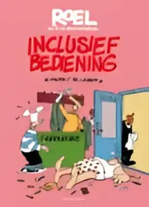 Kleurvolle cartoonillustratie van poei personage met rood zwarte tekst van roel en zijn beestenboel 1 inclusief bediening