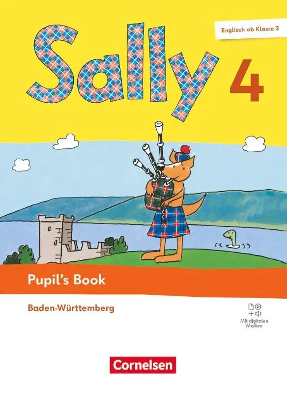 Sally 4 schuljahr englisch ab klasse 3 mit digitalen medien gelbes lernbuch mit fuchs im kilt und dudelsack