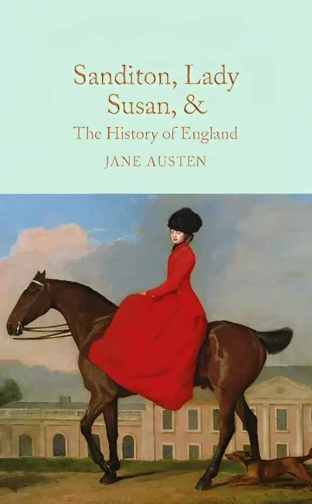 Vrouw te paard in een rood rijjurk uit de 18e eeuw in jane austen the juvenilia and kortere werken