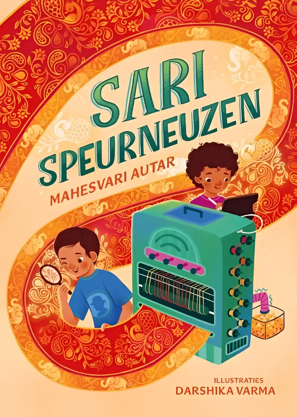 Sari speurneuzen retro computer teal kleur met blauw bovenpaneel en kleurrijke knoppen mahesvari autar nederlandstalig hardback