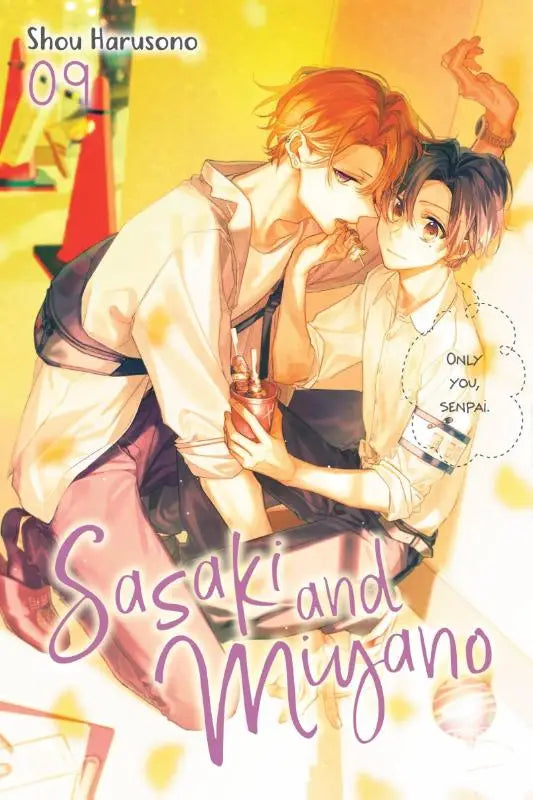 De omslag van de manga sasaki and miyano volume 09 door shou harusono met kleurrijke illustratie van hoofdpersonages