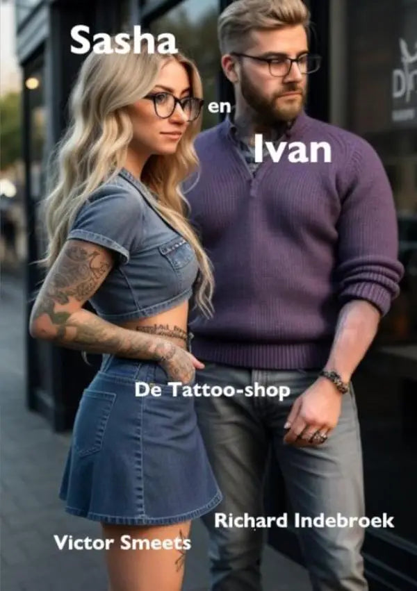 A denim korte top met korte mouwen en een voorzak gedragen door Sasha in Sasha en Ivan De Tattoo-shop