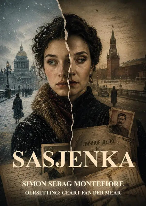 The poster for the historical drama sasjenka shows a woman in a dark fur coat against a snowy russian cityscape simon sebag montefiore