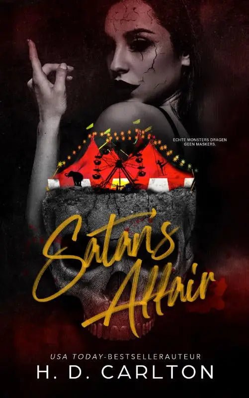 De boekomslag van satan’s affair door h toont een donker romance thema met dramatische rode en zwarte tinten