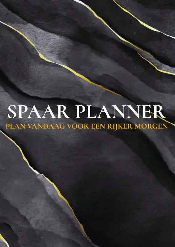 Zwarte en gouden marmeren savings planner cover ontworpen om te plannen voor een rijker morgen