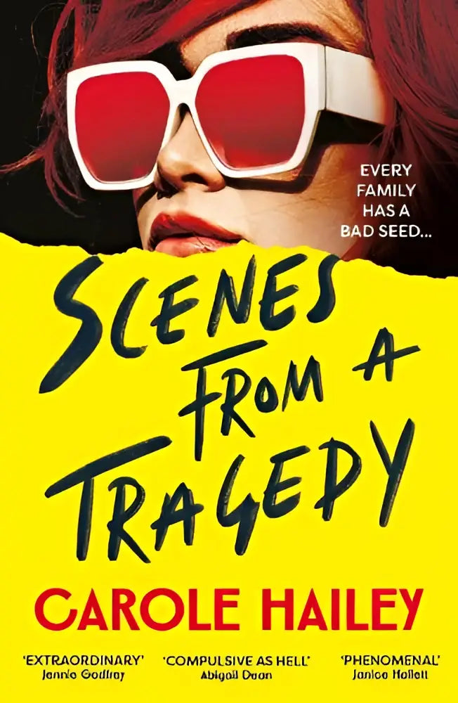 A bold yellow book cover of scenes from a tragedy by carole hailey longlisted for the cwa’s twisted dagger award 2026
