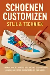 Witte en blauwe high-top schoenen met rubberen zolen en veters voor schoenen customizen stijl en techniek