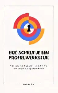 De boekcover van hoe schrijf je een profielwerkstuk toont een abstract ontwerp met oranje en paarse cirkels voor jonge lezers