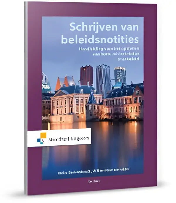 Paars hardcover boek schrijven van beleidsnotities met stedelijk landschap op cover door rinke berkenbosch en willem koetsenruijter