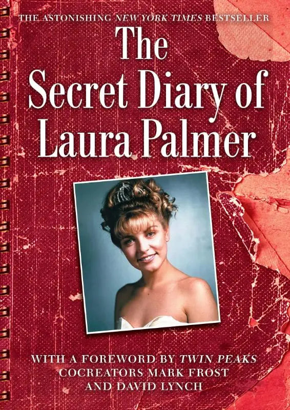 Rood spiraalgebonden boek met gebarsten textuur en titel the secret diary of laura palmer uit twin peaks books