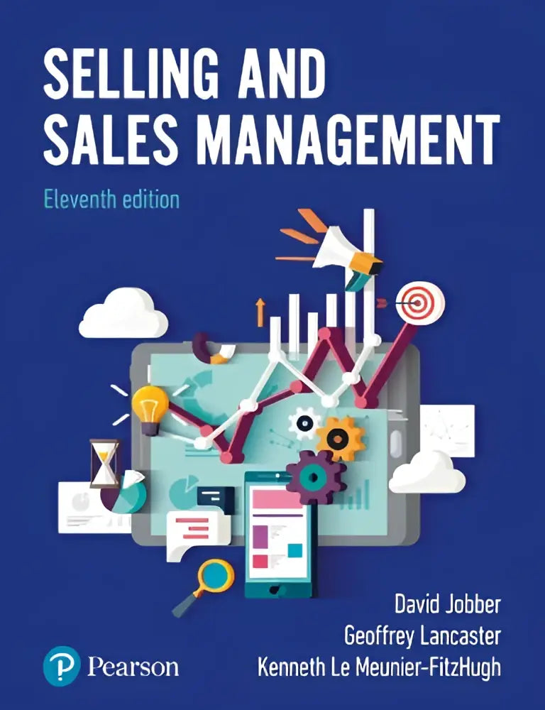 Blauw harde kaft tekstboek selling and sales management elfde editie door david jobber geoffrey lancaster en kenneth le meunier-fitzhugh