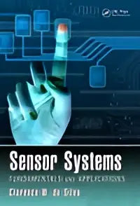 Blauwe digitale hand die interactie heeft met circuitbordinterface op boekcover sensor systems fundamentals and applications van clarence w