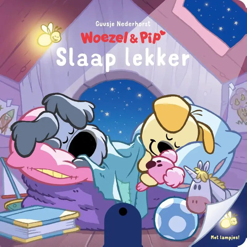 Cozy children’s book slaap lekker by guusje nederharst showing two cartoon dogs sleeping for jonge lezers