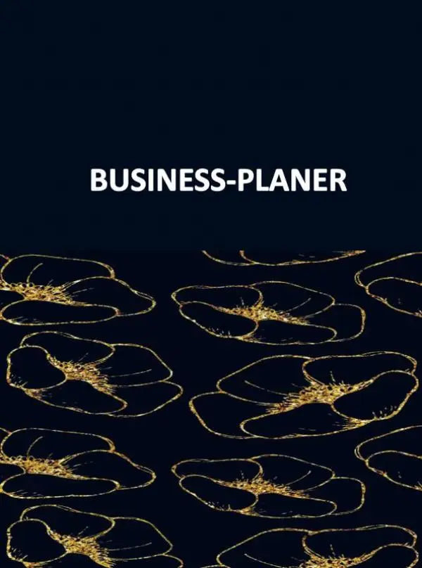 Donkerblauwe small business planner-time met gouden bloemmotieven voor zakelijk gebruik