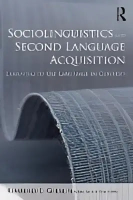 De boekcover van sociolinguistics and second language acquisition toont een donkergrijze, stoffen textuur en focus op tweede taalverwerving