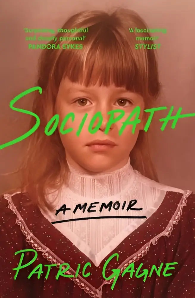 Het boek sociopath toont een jong meisje met lichtbruin haar en een witte kanten kraag in het waargebeurde verhaal waar iedereen over praat