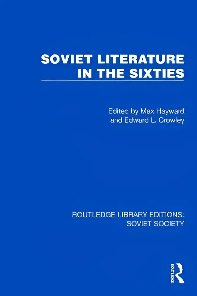 Blauw hardcover boek soviet literature in the sixties met witte tekst op de omslag