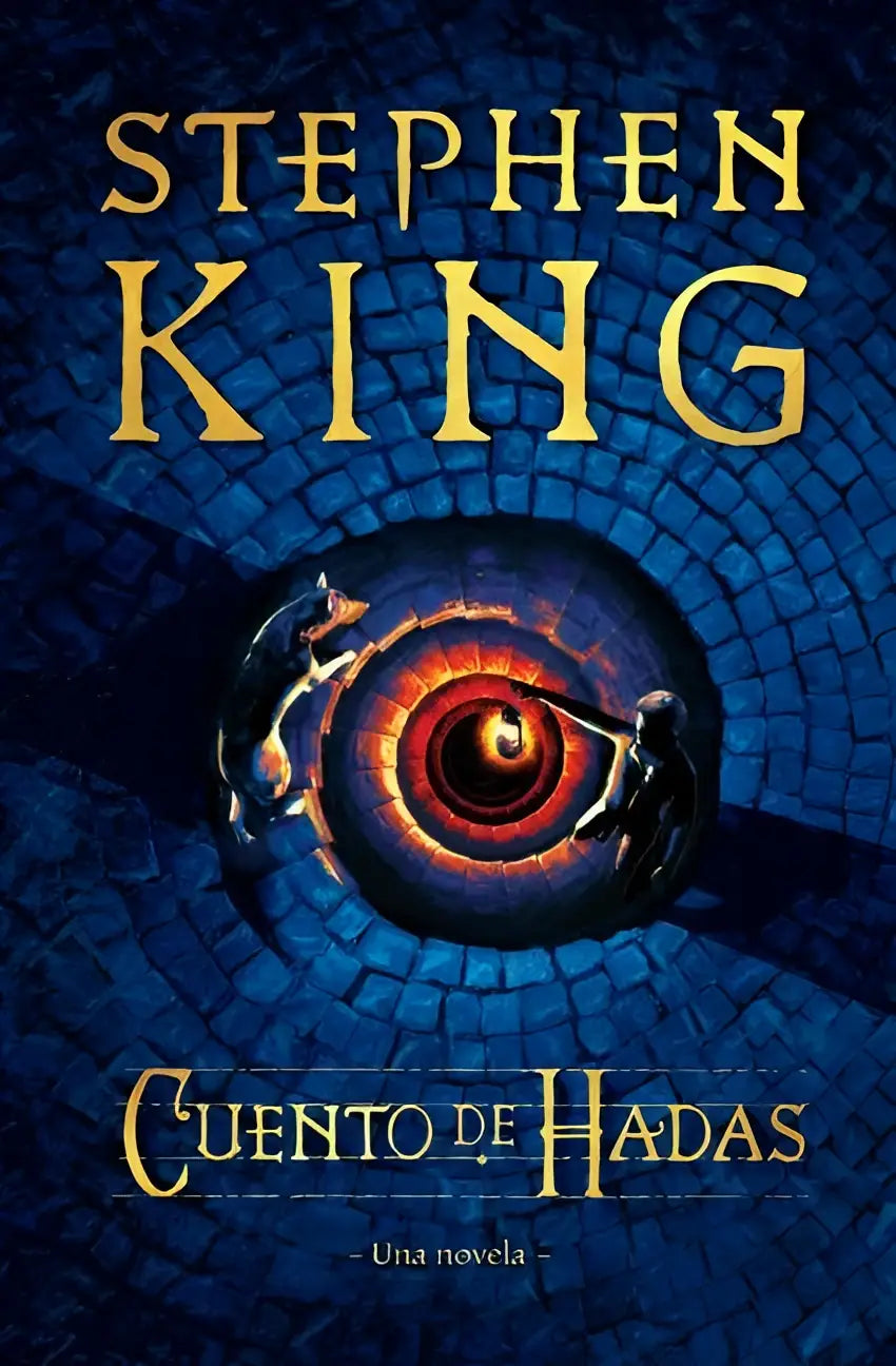 De cover van het boek spa-cuento de hadas una novela heeft een donkerblauwe, kasseien textuur met gouden letters