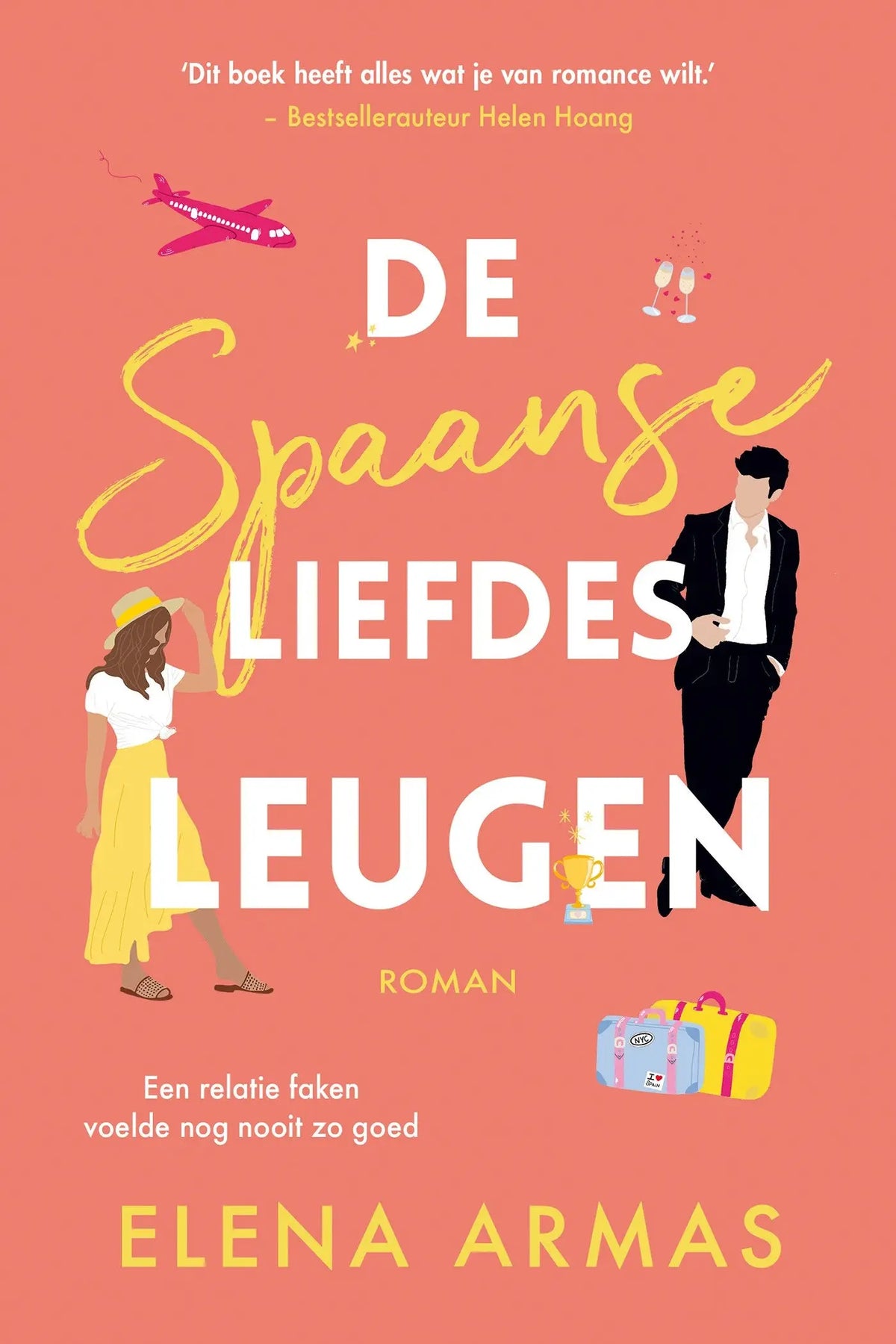 De spaanse liefdesleugen van elena armas met een koraal achtergrond en illustraties, uitgegeven door vbk media