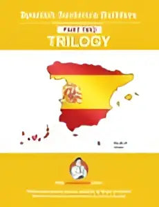 Gele boekomslag met kaart van spanje en titel spanish sentence builder trilogy onderdeel 2 voor taalopbouw