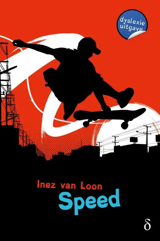 Zwarte silhouet van skateboarder in de lucht tegen rode achtergrond in serie skatewise deel 5 speed
