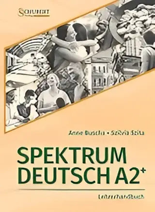 De zwart-wit geïllustreerde duitse taalleerboek spektrum deutsch a2+ lehrerhandbuch van anne buscha en salvia sölt