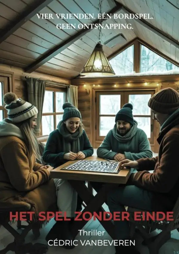 Houten tafel met checkers bordspel klaar voor vier vrienden uit het spel zonder einde product