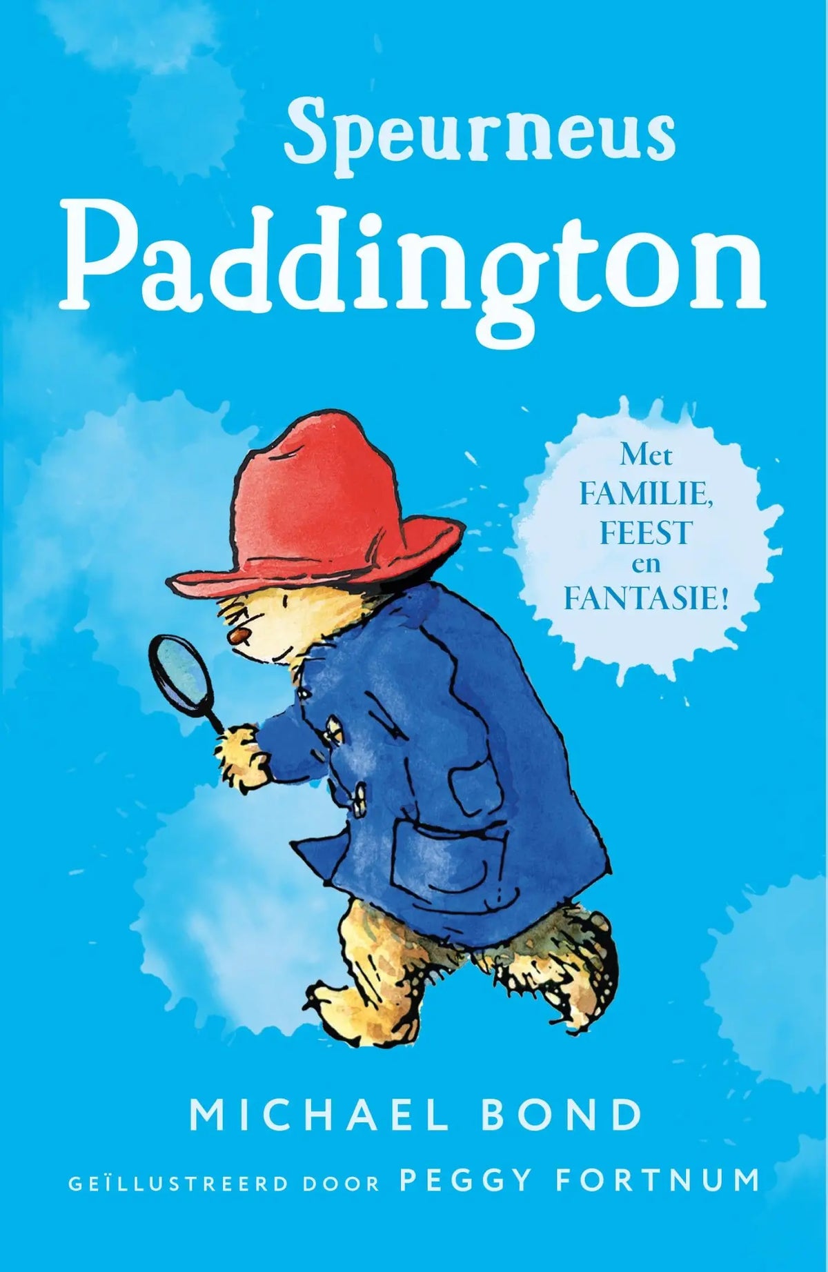 Speurneus paddington kinderen boek cover met bear in blauwe jas rode hoed met vergrootglas van michael bond