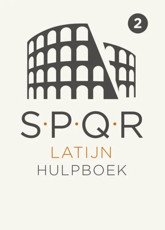Zwarte gestileerde spqr latijn logo van het colosseum met tekst latijn hulpboek voor taalstudie